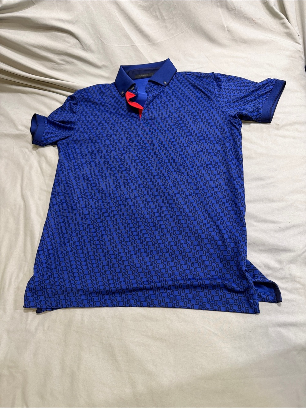 Greyson Royal Blue Patterned Polo with Red Placket Accent
